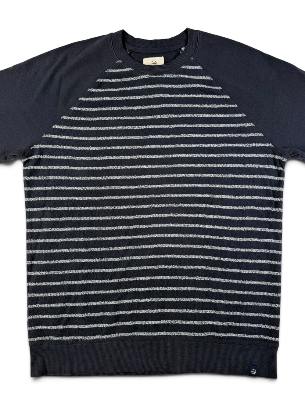 AG Adriano Goldschmied Striped Raglan Crewneck Sweater Navy Men’s Medium